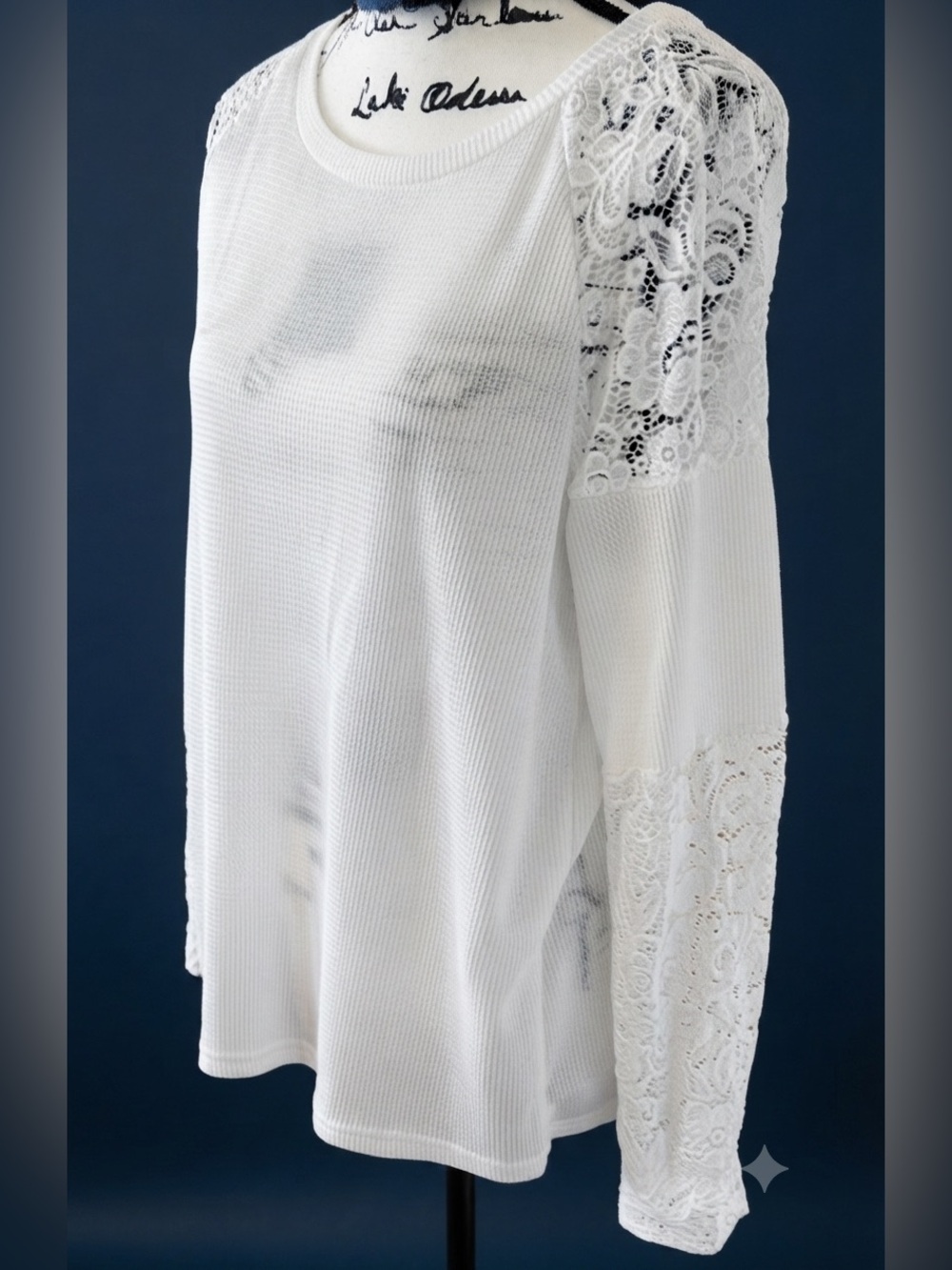 SHEIN White LACEY EMBELLISHMENTS.Relaxed Embellished Blouse